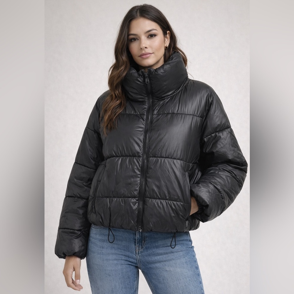Old Navy Black Puffer Jacket Women’s XL – Lightweight, Warm & Cozy – Like New